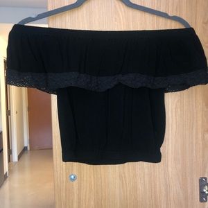 Off the shoulder crop with ruffles